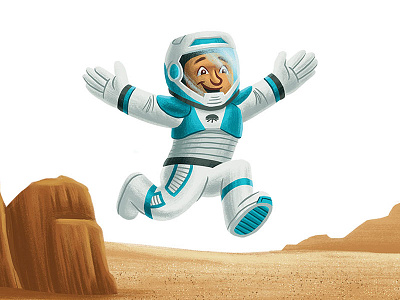 Mars astronaut book children cosmos editorial illustration kids mars planet rover space typography