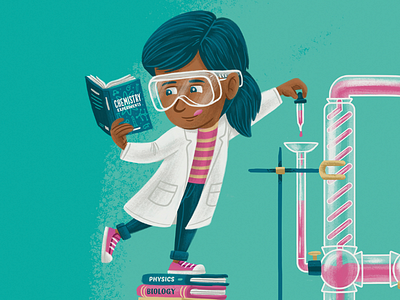Science Girl chemistry children girl illustration kids lab coat science