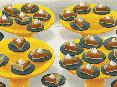 All the pies! children editorial illustration kids pumpkin pies thanksgiving