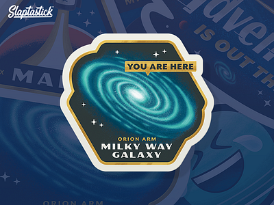 Slaptastick - You Are Here galaxy illustration patch space stars sticker