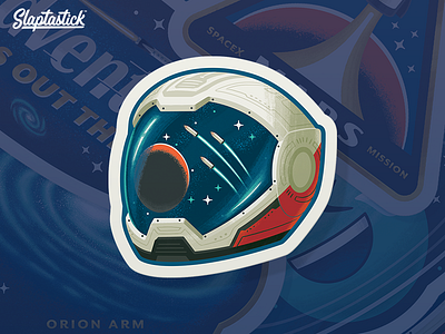 Astronaut Helmet illustration mars patch rocket space spacex stars sticker