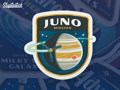 Juno Mission Sticker illustration juno jupiter patch space spacecraft stars sticker