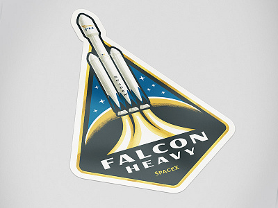 Falcon Heavy Sticker falcon heavy illustration rocket space stars sticker