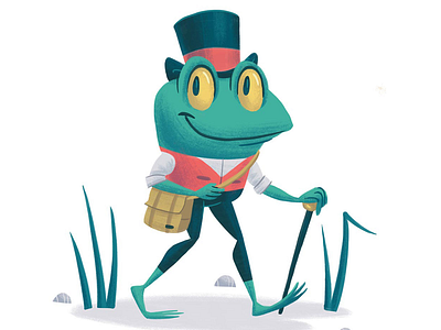 Meet Rudy character design children frog illustration kids top hat