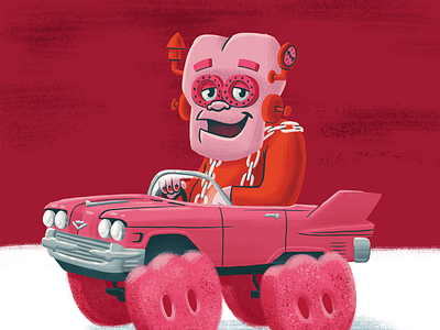 Franken Berry cadillac car cereal children franken berry illustration kids monster