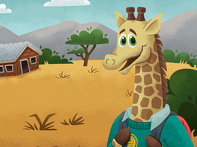 Giraffe Goes to School africa children editorial education giraffe illustration kids school