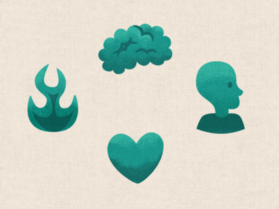 Infographic - Icons (WIP) body fire heart icon set icons illustration infographic mind