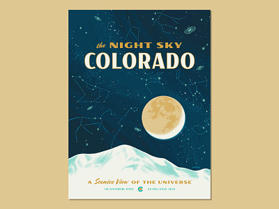 The Night Sky in Colorado colorado constellations design galaxies illustration milky way mountains night sky poster poster art poster design sky space stars