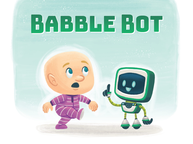 Babble Bot typography kids book childrens book picture book kidlitart kidlit robot baby illustration kids children