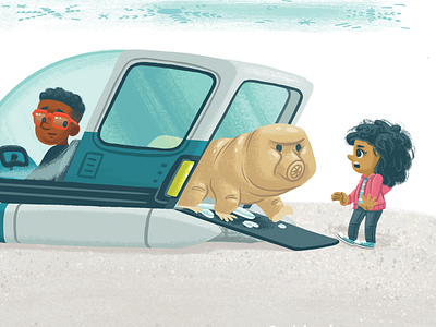 Jumbo-sized book children illustration kidlit kidlitart kids picture book ship tardigrade vehicle