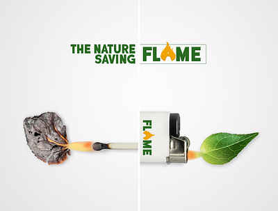 social media post adobe photoshop advertising fire flame graphic design lighter save trees typograpgy