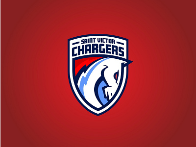 Saint Victor Chargers Logo branding charger chargers horse illustrator logo red and blue sports sports logo