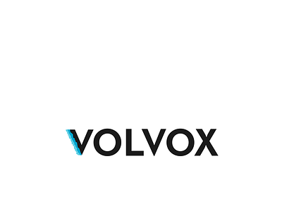 Volvox blue cut typogaphy