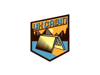 UX Cabin logo cabin camp forest hut logo tent