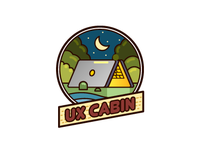 UX Cabin logo 2 cabin camp forest hut logo tent