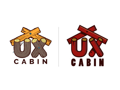 UX Cabin logo 3 cabin camp craft forest lamber logo wood