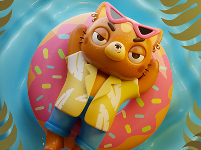 Summer 3D cat