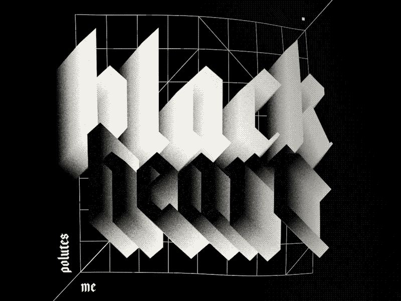 Blackheart black flag gothic grid heart polute typography wind