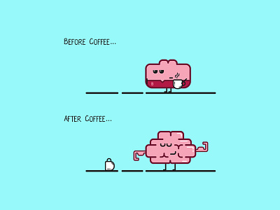 Coffee For Brain brain cartoon coffee creative design drink funny illustration illustrator morning