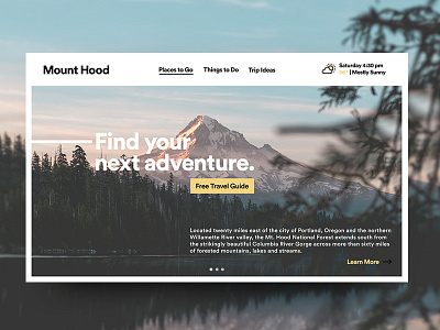 Mt. Hood Homepage homepage landing page onboarding oregon travel ui website