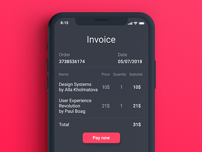 Daily UI day 46 - Invoice 046 challenge daily daily ui dailyui invoice ui ux web
