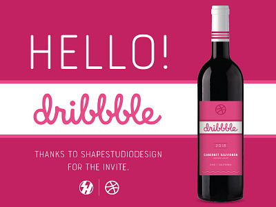 Hello Dribbble branding debut design designer dribbble graphic design label wine winery