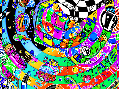 Spiral Rush 2d art cartoon character design illustration monster popart psychedelic space