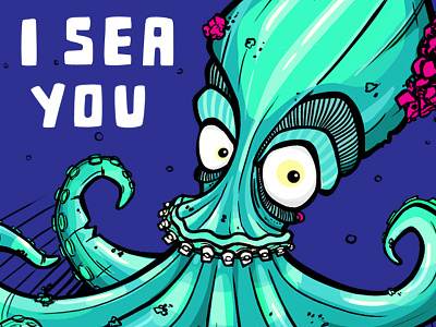 I see/sea you :+) art character color design illustration octopus sea