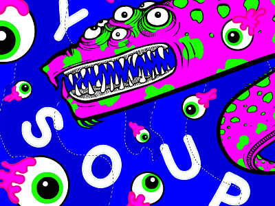Eye Soup art bizarre cartoon character eel eye fun illustration monster sea soup