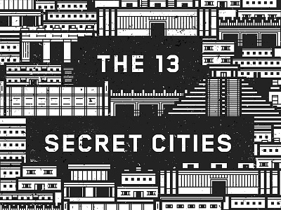 13 Secret Cities black book bookcover buildings city design illustration mayan novel texture white