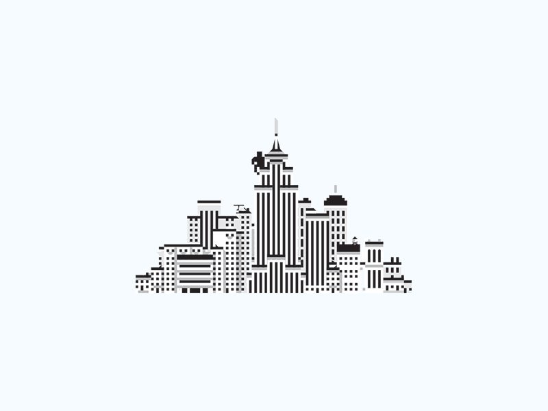 Itty Bitty Giant Gorilla animation black building city design gif illustration pixel white