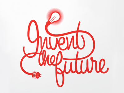 Invent The Future design ligature red script type typography white