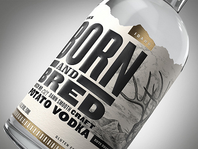 Born and Bred Vodka alcohol design emboss illustration liquor vodka woodblock woodcut