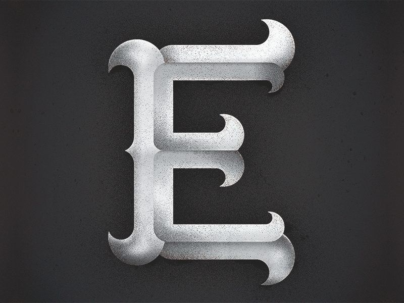 Big E white black typography dimension illustration letter design