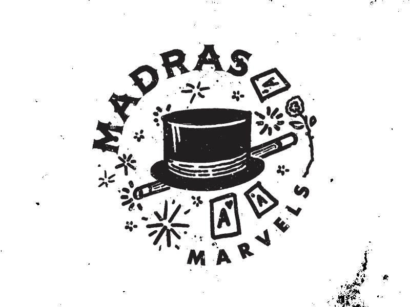Ya Mahvelous Mahvels! Maaaahvelous! magician magic white black typography old timey seal illustration letter design