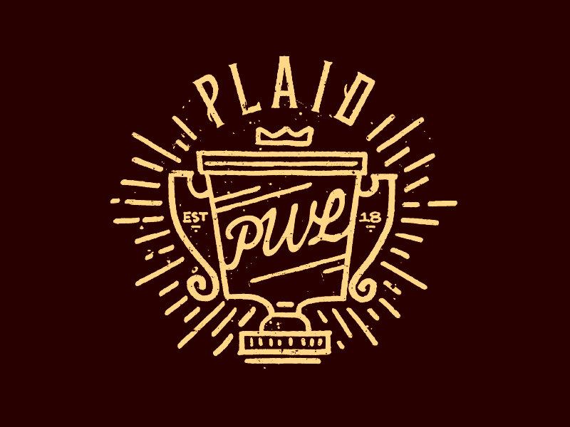 Plaid World League league trophy typography old timey seal illustration letter design