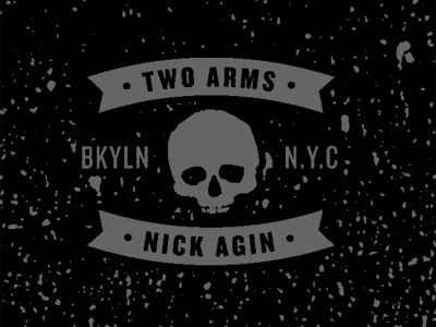 Two Arms x Nick Agin black design greyscale illustration logo skull texture white