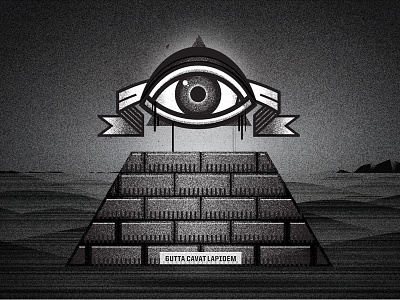 All Seeing All Knowing black design eye greyscale illustration latin logo pyramid texture white