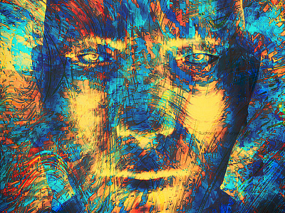 Confounded Thoughts of a Vivid Mind abstract artwork color design face graphic mixedmedia portrait psychedelic trippy vibrant