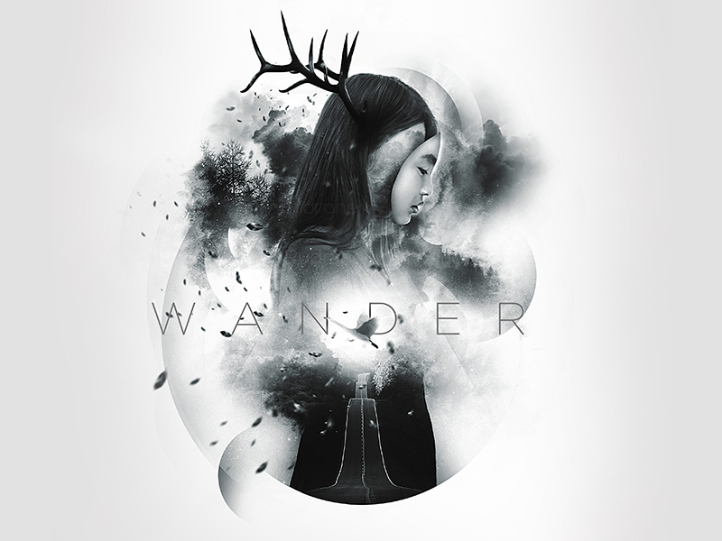 W A N D E R - I conceptual design dream exposure graphic horns muted nature photomanipulation surreal travel