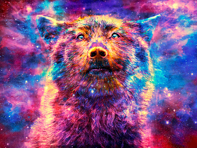 Lupus Descending animal brush colorful cosmic digitalart mixedmedia psychedelic trippy vibrant