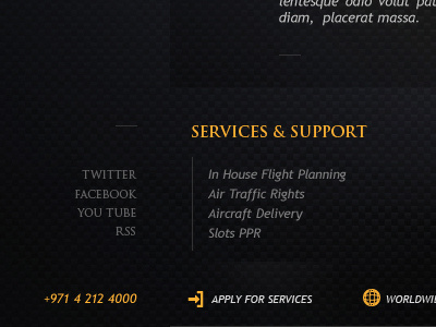 Flight support dark gold grey pattern webdesign yellow
