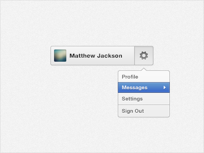 User Button blue button buttons dropdown freebie menu profile psd rebound settings user white