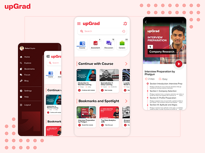 upGrad learn app concept design