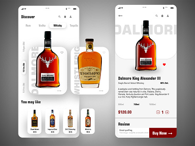 Alcohol App Design Concept alcohol android behance graphics liquor rum uiux vodka whiskey