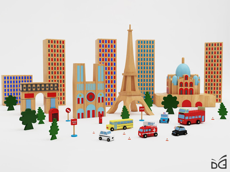 Wooden Toy City (Pris) by Dewang Sharma on Dribbble