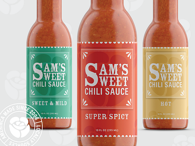 Sam's Sweet Chili Sauce branding design illustration logo mockup typography