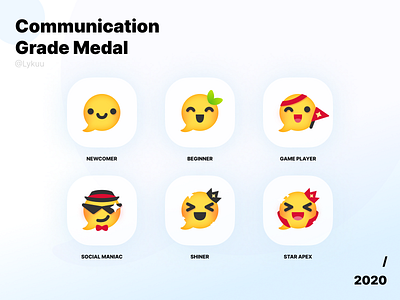 Communication Grade Medal app branding bubble design emoji grade graphic design illustration logo medal typography ui vector