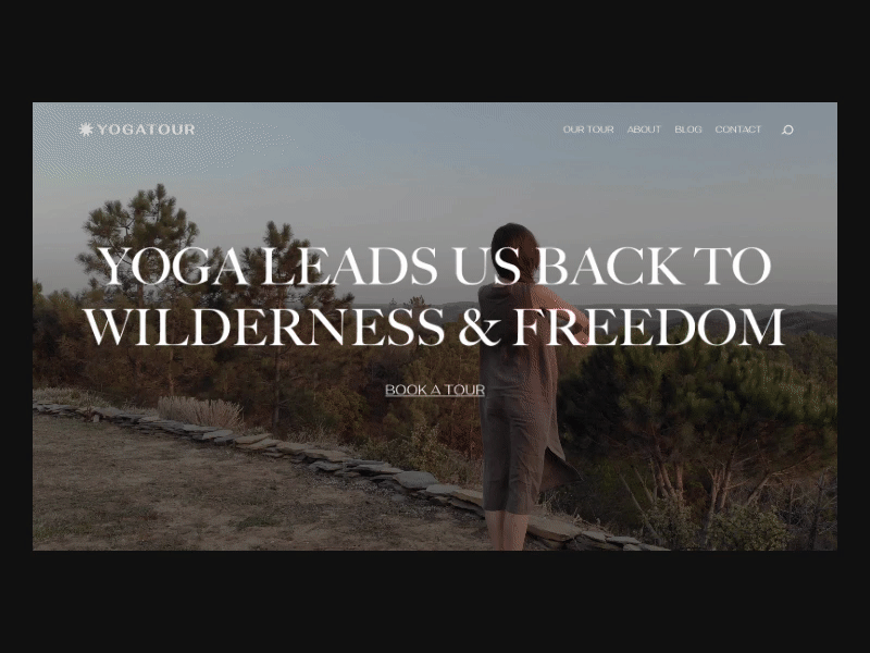YOGA TOUR WEBSITE . Homepage anima brown hero banner home homepage layout minimalsm peaceful practice sport ui uiux ux web website website design yoga