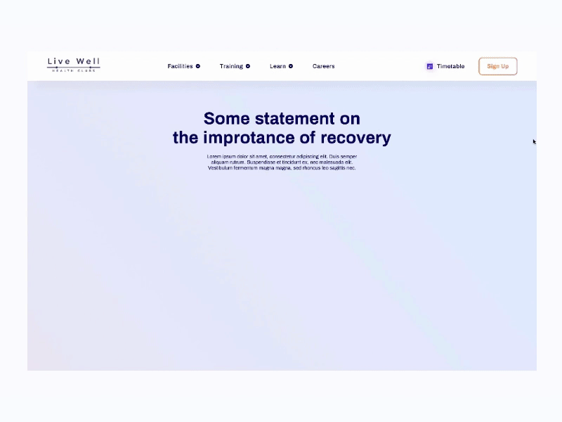 LiveWellClub . Recovery. Landing Page